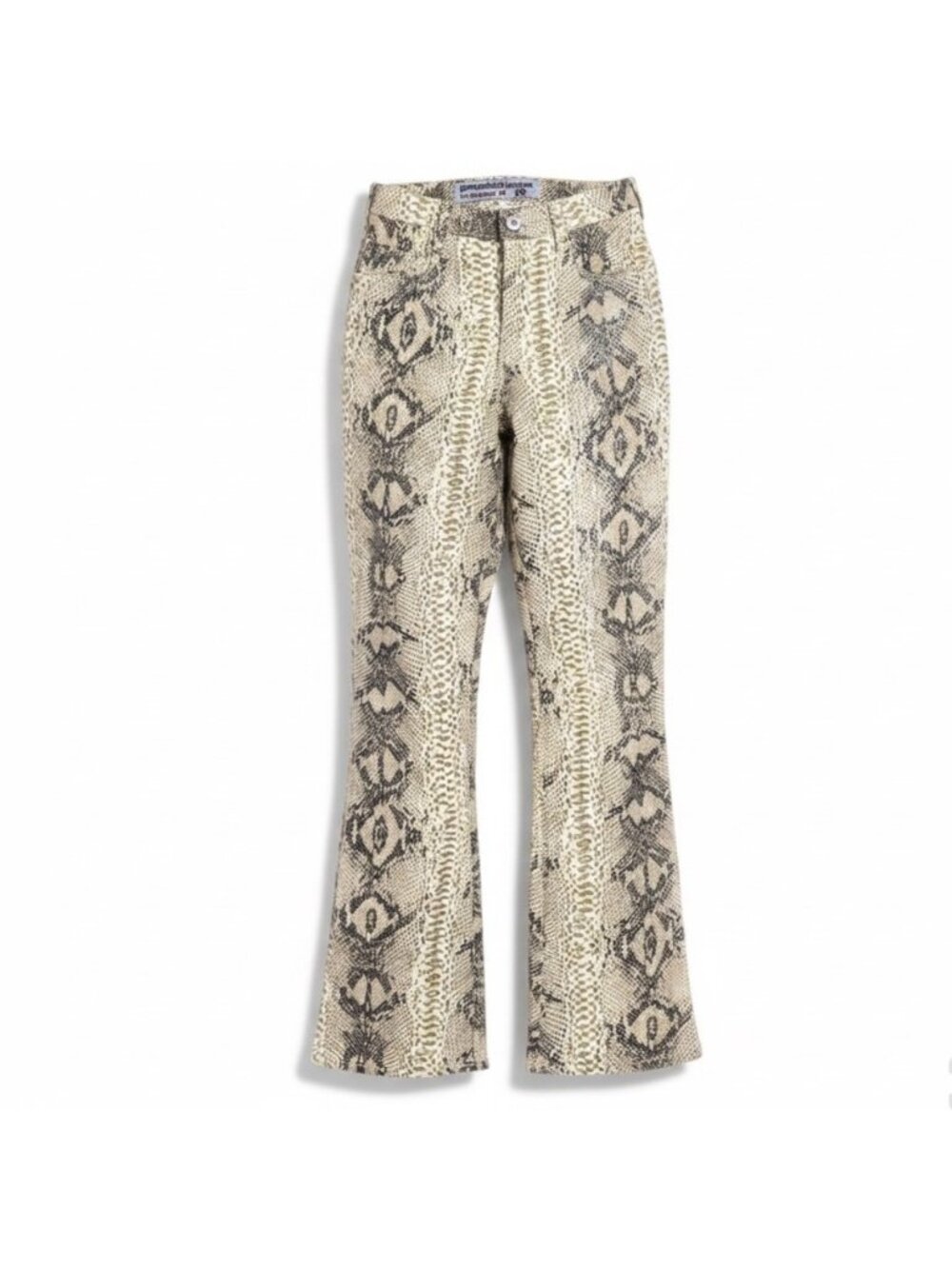 Parasuco Jeans Extreme Fit Snakeskin Print Flared Pants Beige & Black Size 28